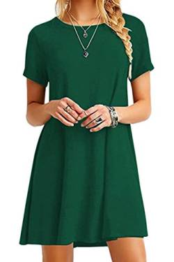 Yming Damen Kleid Mini Sommerkleid Lose T-Shirt Kleid Kurzarm Longshirt Kleid Grün XS/DE 32-34 von Yming