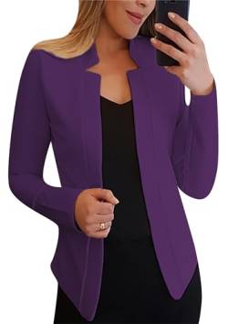 Yming Damen Knopflos Blazer Jacke Lässig Büro Arbeit Strickjacke Büro Business Violett S von Yming