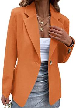 Yming Damen Outdoor Cardigan Elegant Business Anzug Formal Interview Anzüge Langarm Knöpfe Blazer Orange S von Yming