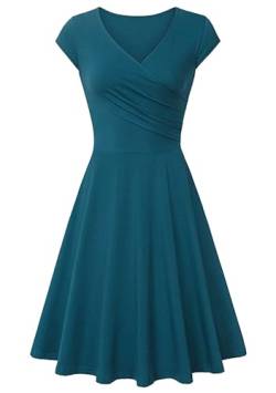 Yming Damen Prinzessin einfarbiges Kleid Elegantes Kleid Cocktailkleid V-Ausschnitt Party Ballkleid Türkis XL von Yming