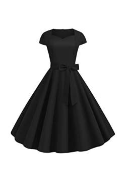 Yming Damen Trapez Festival Partykleid Hohe Taille Kleid Cocktail Hohe Taille Vintage Dress Schwarz M von Yming