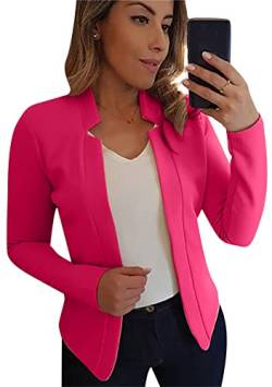 Yming Frauen Cardigan Revers Arbeitsblazer Büro Blazer Geschäft Büro Frühling Cardigan Rose XXL von Yming