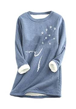 Yming Frauen Casual Pullover Langarm Sweatshirts Dicker Fleece Pullover Fleece Pullover MZ-Blau XL von Yming