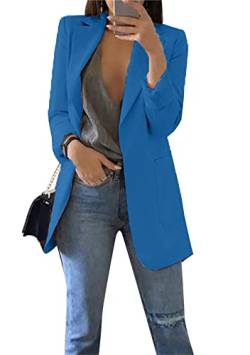 Yming Frauen Eleganter Casual Anzug Offene Front Blazer Büro Business Lose Anzug Dunkel Blau XL von Yming
