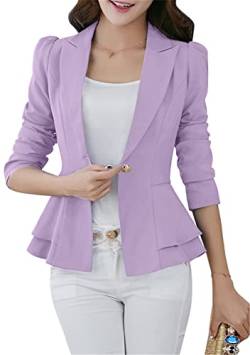 Yming Frauen Langarm Anzüge Frühling Slim Fit Trenchcoat Vorne Offen Herbst Jacke Hellviolett L von Yming