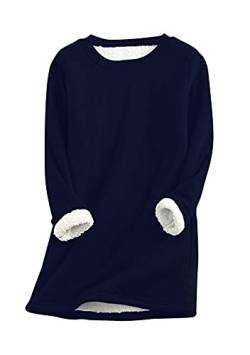 Yming Frauen Langarm Pullover Nachahmung Lammhaar Pullover Winter Warme Pullover Navy Blau XL von Yming