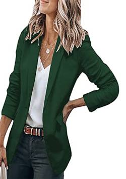 Yming Frauen Loose Fit Leichte Cardigan Revers Kragen Mode Jacke Taschen Dunkel Grün M von Yming