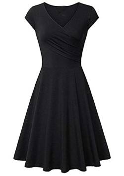 Yming Frauen Sexy Sommerkleid V-Ausschnitt Kleid Flügelärmel Kleid Schwarz XL von Yming