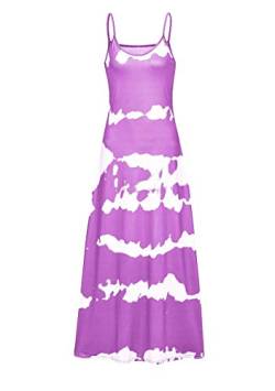 Yming Frauen Spaghetti Freizeitkleid V-Ausschnitt Kleid Gestreift Strandkleid Violett 4XL von Yming