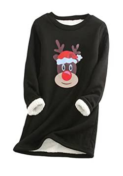 Yming Frauen Weihnachten Winter Warme Lamm Pullover Mode Weiche Fleece Gefütterte Pullover Langarm Top Schwarz XL von Yming