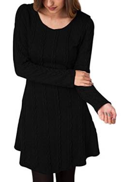 Yming Frauen Winter Strickkleid Langarm Herbst Strickshirt Pullover Kleid Übergröße Schwarz XXL von Yming