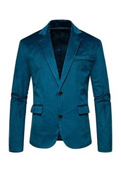 Yming Herren Blazer Aus Samt Für Die Arbeit Im Büro Smoking Slim Fit Jacke Revers Zwei Knopf Party Blazer Mit Taschen Blau L von Yming