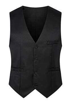 Yming Herren Casual Anzug Weste Business Formal Kleid Weste Mit Taschen Solide Farbe Weste Für Smoking Schwarz XS von Yming