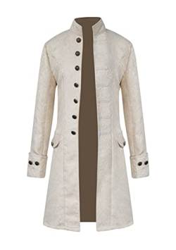 Yming Herren Jacquard Weave Langarm Menswear Cotton Festival Coat Weiß 3XL von Yming