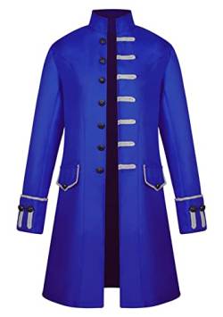 Yming Herren Viktorianischer Cosplay Frack Mittelalterlich Retro Vintage Jacke Gothic Steampunk Frack Einfarbig Blau M von Yming