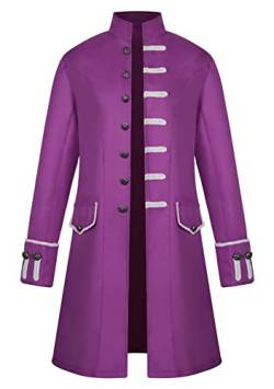 Yming Mittelalterliche Kutte Renaissance Mantel Für Männer Retro Jacke Steampunk Uniform Halloween Mäntel Einfarbig Violett L von Yming