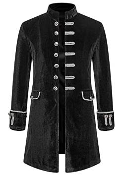 Yming Steampunk Viktorianisch Mittelalterliche Jacke Für Männer Vintage Frack Gothic Kostüm Halloween Samt Elegant Vampir Mantel Samt Schwarz XL von Yming