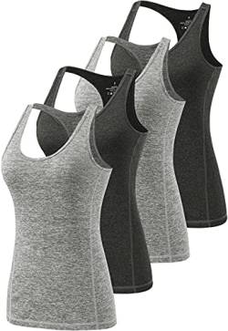 Ymmchy Tank Top für Damen Unterhemden Workout Racerback Tanktops 4er-Pack Black/Grey/Black/Grey L von Ymmchy