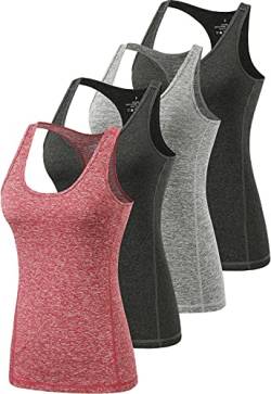 Ymmchy Tank Top für Damen Unterhemden Workout Racerback Tanktops 4er-Pack Black/Grey/Black/WI RE S von Ymmchy