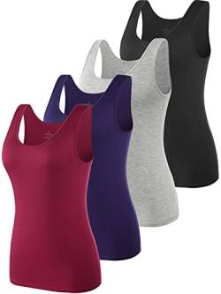 Ymmchy Tank Tops für Damen Unterhemd Stretch Workout Tops 4-er Pack Black/Gray/DB/Wine Red S von Ymmchy