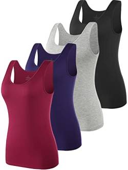 Ymmchy Tank Tops für Damen Unterhemd Stretch Workout Tops 4-er Pack Black/Gray/DB/Wine Red XL von Ymmchy