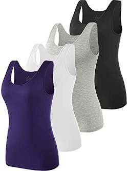 Ymmchy Tank Tops für Damen Unterhemd Stretch Workout Tops 4-er Pack Black/Gray/White/DB XL von Ymmchy