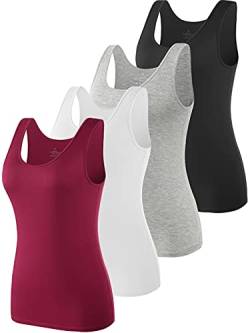 Ymmchy Tank Tops für Damen Unterhemd Stretch Workout Tops 4-er Pack Black/Gray/White/Wine Red M von Ymmchy