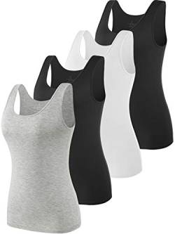 Ymmchy Tank Tops für Damen Unterhemd Stretch Workout Tops 4-er Pack Black/White/Black/Gray L von Ymmchy