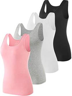 Ymmchy Tank Tops für Damen Unterhemd Stretch Workout Tops 4-er Pack Black/White/Gray/Pink L von Ymmchy