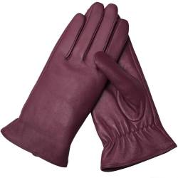 Ymmchy Touchscreen Handschuhe für Damen Warme Winter Lederhandschuhe Echten Leder Handschuhe Weinrot L von Ymmchy