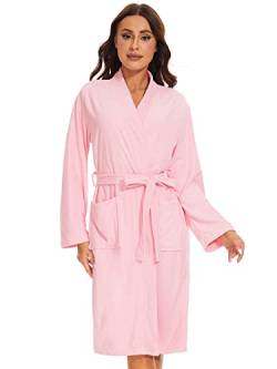 Ymmchy Weicher Bademantel Damen Frottee Morgenmantel Leichte Saunamantel Women Sauna Robe Rosa XL von Ymmchy