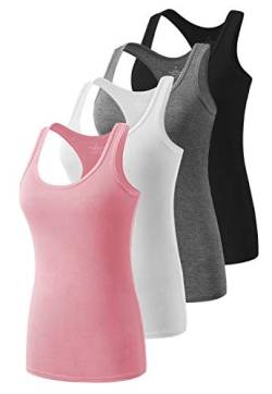 Ymmchy Workout Tank Top Damen Racerback Shirt Tanktop Unterhemd 4er-Pack Black/Gray/White/Pink L von Ymmchy