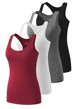 Ymmchy Workout Tank Top Damen Racerback Shirt Tanktop Unterhemd 4er-Pack Black/Gray/White/Wine Red M von Ymmchy