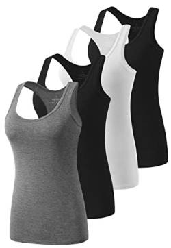 Ymmchy Workout Tank Top Damen Racerback Shirt Tanktop Unterhemd 4er-Pack Black/White/Black/Gray M von Ymmchy