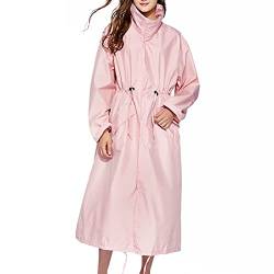 Ynport Crefreak Damen Regenmantel Wasserdichte Jacke Lange Leichte Regenjacke Atmungsaktive Outdoorjacke Windjacke Mit Kapuze Outdoor Poncho（Rosa，L） von Ynport Crefreak