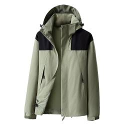 Ynport Crefreak Herren Outdoor Wasserdichte Regenjacke Atmungsaktiver Antifouling Wanderregenmantel Winddichter Regenanzug mit abnehmbarer Kapuze und Reißverschlusstasche,Grün,3XL von Ynport Crefreak