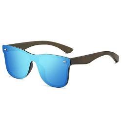 Ynport Crefreak Holz Sonnenbrille für Herren und Damen, UV Schutz Holzbügel Sonnenbrille Retro-Brille mit Geschenkbox aus Bambus, Blau von Ynport Crefreak