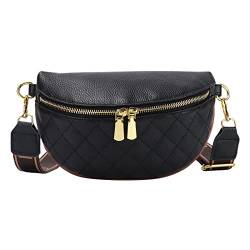 Ynport Crefreak Kleine Umhängetasche für Damen Trendige Modische Bauchtaschen Aus Veganem Leder Brustgurt Bauchtasche Anti-Diebstahl Umhängetasche für Damen, Schwarz-2230 von Ynport Crefreak