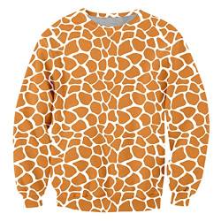 Herren Lose 3D Streifen Sweatshirts Drucken Unisex Herbst Pullover, Giraffen-Streifen, XL von Ynrbeminb
