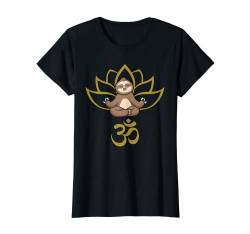 Yoga Outfit mit Lotusblume Om Faultier T-Shirt von Yoga Kleidung Damen und Meditation Geschenke