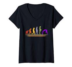 Damen Yoga Evolution Meditation Contrology Schwangerschaft Pilates T-Shirt mit V-Ausschnitt von Yoga Shirts Damen und Herren Geschenke Zubehör