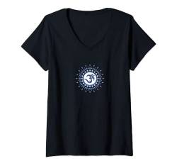 Damen Om Mantra Sonne Yoga Symbol Mandala T-Shirt mit V-Ausschnitt von Yoga & Buddhismus by Anne Mathiasz