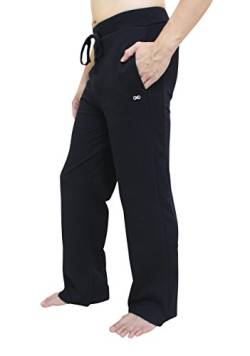 YogaAddict Herren-Yogahose, auch für Pilates, Fitness, Training, Freizeit, Lounge, Schlafen, Kampfsport, lang xl Schwarz von YogaAddict