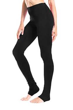 Yogipace Damen hoch taillierte Joga Training Laufen Capri Leggings Hosen Over The Heel Leggings Rückentasche für Smartphone Schwarz L von Yogipace