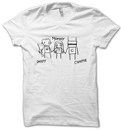 Chappie Herren weißes Baumwoll T-Shirt (XL) (Large) von Yohjis Tees