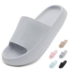 Yohoda Badeschuhe Damen Cozislides Original Slippers Herren Super Weich Wolken Hausschuhe rutschfeste Badelatschen Sommer Cloud Slides Dicke Sohle Badeschlappen Grau 36/37 von Yohoda