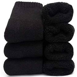 Damen Super Dicke Wollsocken Wintersocken,Warme Weich Dicke Kuschelsocken Damensocken Thermosocken Funktionssocken(3Paar),Damen 36-40,Schwarz von Yoicy