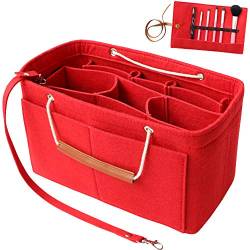 Yoillione Damen Taschenorganizer Filz Innentaschen für Handtaschen Einsatz, Tasche in der Tasche Organizer Filz Handtaschen Organizer Mittel, Rot Bag Organizer von Yoillione