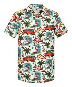 Yoimira Hawaii-Hemden für Herren, bedruckt, lässig, kurzärmelig, Button-Down-Shirt, florales Aloha-Strandhemd, Beige, XX-Large von Yoimira