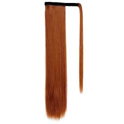 Lange Pferdeschwanz-Haarverlängerungen, natürlich, weich, umwickeln, gerade, Clip-in-Pferdeschwanz-Perücke für Damen-Haarteil (Style 13, 60cm) von Yoisdtxc